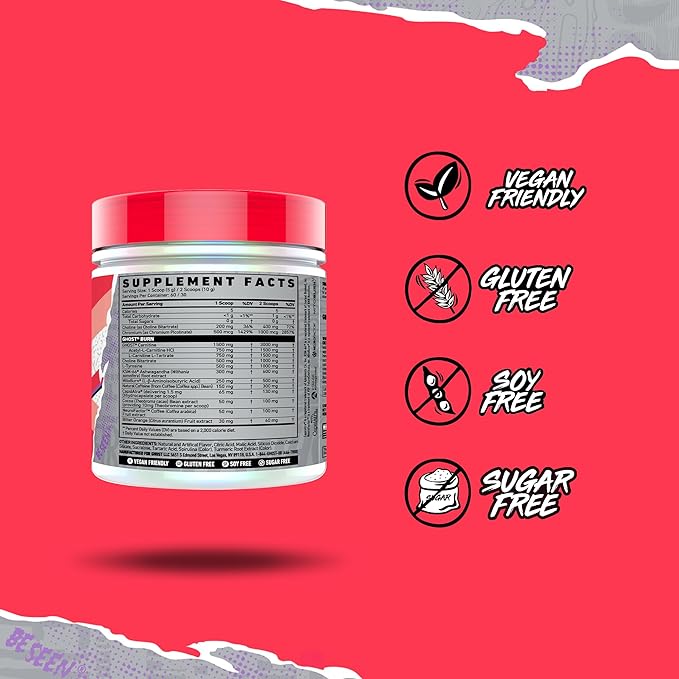 GHOST Burn Weight Management Powder, Guava Berry (60 Servings) - Metabolism & Energy Support Supplement for Men & Women - Natural Caffeine, L-Carnitine & L-Tyrosine - Gluten, Soy & Sugar-Free, Vegan-StrideForce Fitness