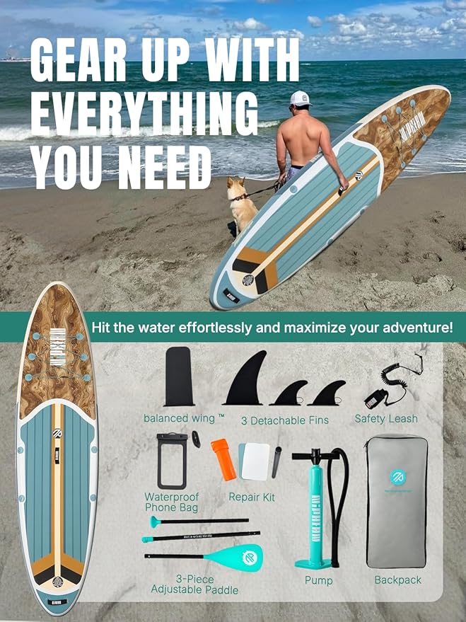 Niphean Inflatable Stand Up Paddle Board with SUP Accessories, Anti-Slip EVA Deck, 10’6’’ Inflatable Paddle Boards for Adults & Youth of All Skill Levels-StrideForce Fitness
