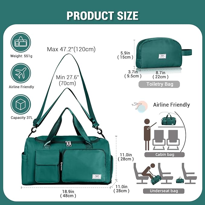 FIORETTO Women's Gym Duffle Bag with Shoes Compartment, 37L Capacity, Ideal for Travel, Gym, Sports, Duffel, Weekender-StrideForce Fitness