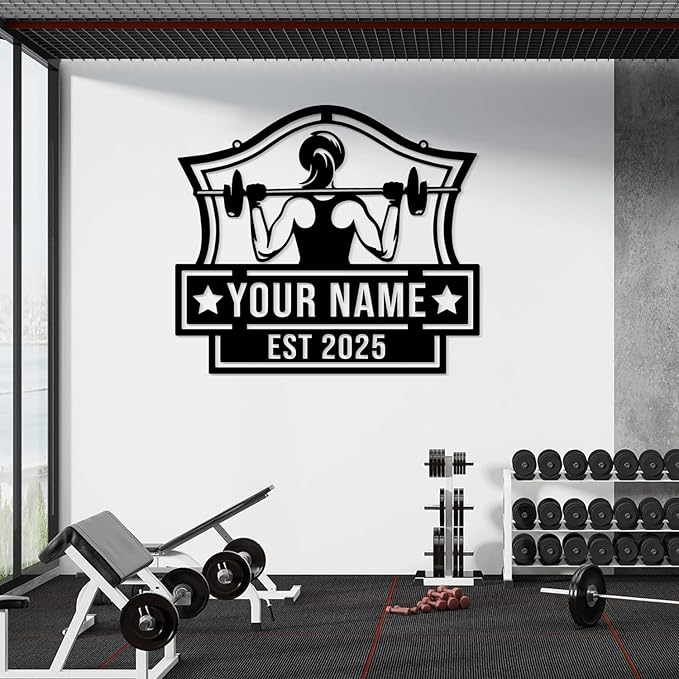 Personalized Metal Gym Sign, Custom Fitness Metal Wall Decor, Body Builder Lovers Gift, Gym Custom Unique Metal Wall Art, fitness room decor, home gym decor, gym wall art (Style-2)-StrideForce Fitness