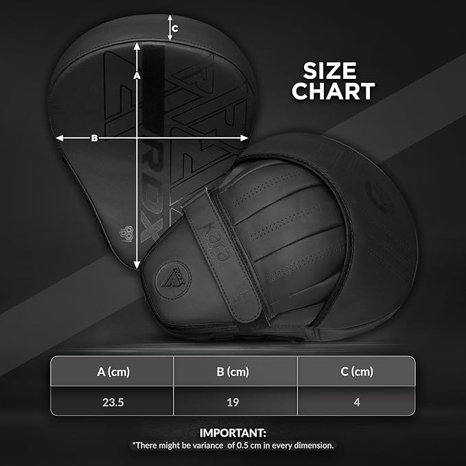 RDX Boxing Pads Curved Focus Mitts, Maya Hide Leather Kara Hook and jab Training Pads, Adjustable Strap Ventilated, MMA Muay Thai Kickboxing Coaching Martial Arts Punching Hand Target Strike Shield-StrideForce Fitness