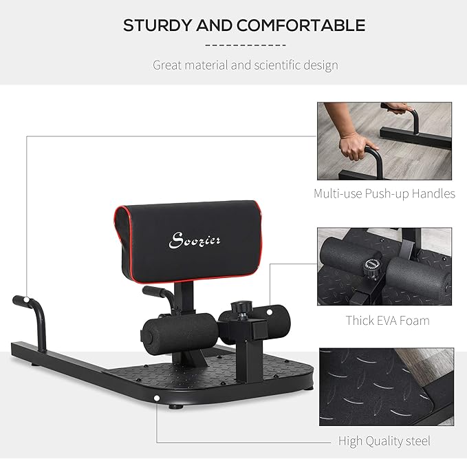 Soozier 3-in-1 Padded Push Up Sit Up Deep Sissy Squat Machine Home Gym Fitness Equipment-StrideForce Fitness
