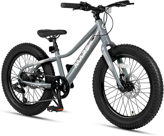 Glerc Mars Kids Mountain Bike, 20 24 Inch Fat Tire Bike for Teen Ages 6-14 Year Old, Bicycle with 2.8-Inch Wide Tires and 6 Speed Drivetrain, Multiple Colors-StrideForce Fitness