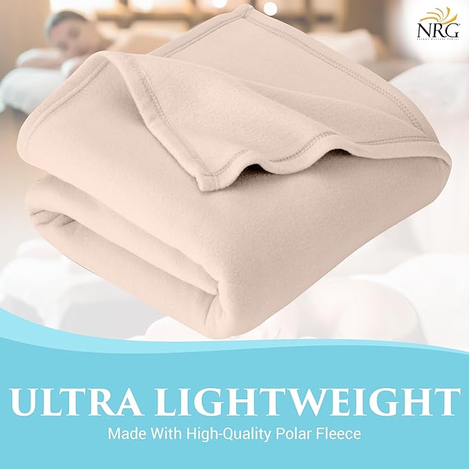 NRG Polar Fleece Blankets Fleece Massage Table Blanket - 60" x 86" - Natural - Ultra Soft, Warm & Comfortable - Lightweight Blanket Perfect for Most Massage Tables - Machine Washable-StrideForce Fitness