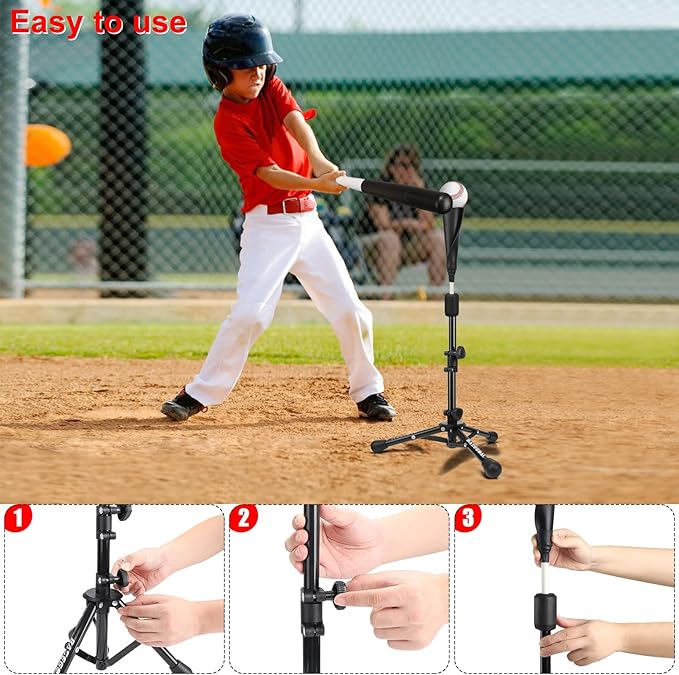 Baseball Tee for Kids,Youth Stand Set,Teeball Set,Youth Baseball,Softball Batting Tee Set,Easy Adjustable Height-StrideForce Fitness
