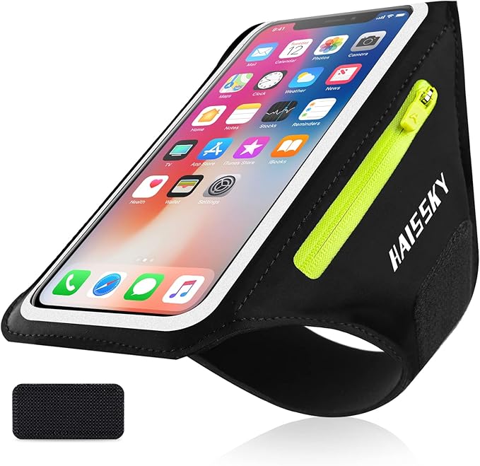 Phone Armband for Running Cell Phone Armband with Zipper Pocket for Earbuds Car Keys, Water Resistant Sport Arm Band for iPhone 16 15 12 11 Pro Galaxy S24 S20 Fit Up to 6.7'' with Phone Case-StrideForce Fitness