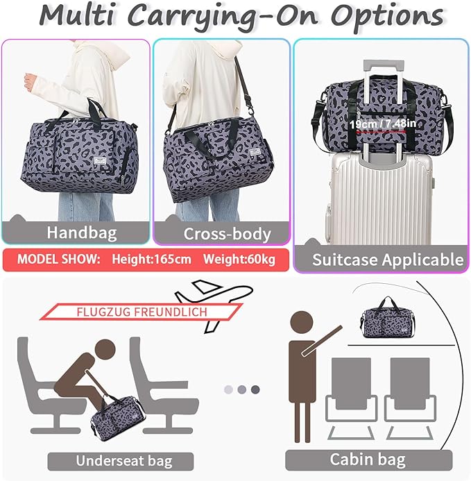 FIORETTO Women's Gym Duffle Bag with Shoes Compartment, 37L Capacity, Ideal for Travel, Gym, Sports, Duffel, Weekender-StrideForce Fitness