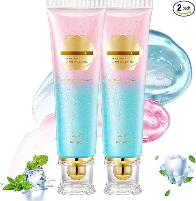 2Pcs Acssart Radiant Whitening Toothpaste,Unismart Toothpaste Whitening,Niacinamide Whiteing Toothpastes,Niacinamide Toothpastes,Deep Cleaning Care