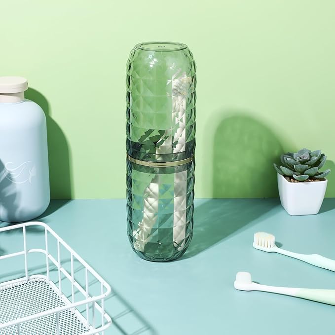 BESPORTBLE Travel Toothbrush Cup with Lid - Lightweight Toothbrush Holder and Mouthwash Cup for Travel Accessories Camping Business Trips Compact Storage Case