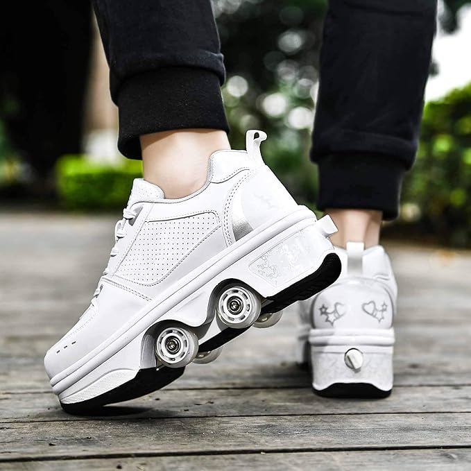Double-Row Deform Wheel Automatic Walking Shoes Invisible Deformation Roller Skate 2 in 1 Removable Pulley Skates Skating Parkour-StrideForce Fitness