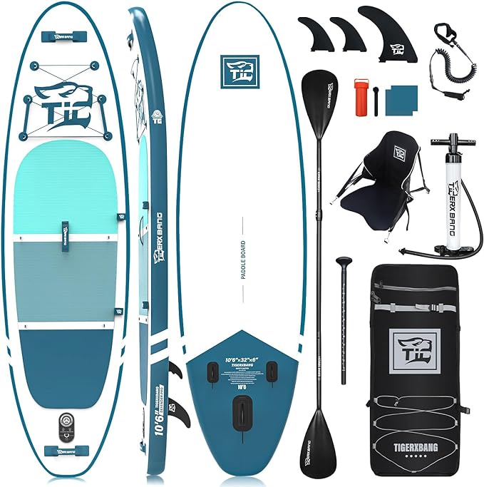Inflatable Paddle Board with Premium SUP Board Accessories, Allround Paddle Boards for Adults/Kids,Stand Up Paddle Board Defender Collection-StrideForce Fitness