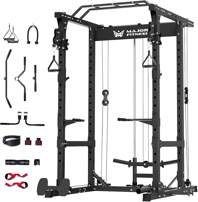 MAJOR FITNESS Drone1 Power Cage - Multi-Function Power Rack for Home Gym, Squat Rack, Cable Crossover System, for Strength Training, Heavy-Duty Steel Construction-StrideForce Fitness