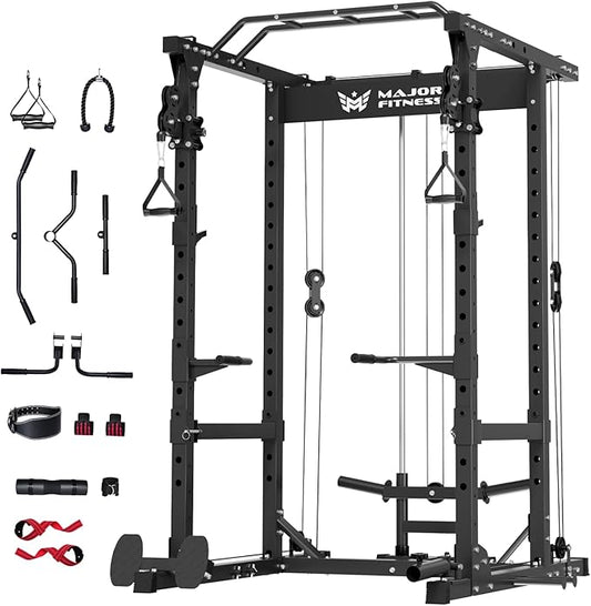 MAJOR FITNESS Drone1 Power Cage - Multi-Function Power Rack for Home Gym, Squat Rack, Cable Crossover System, for Strength Training, Heavy-Duty Steel Construction-StrideForce Fitness