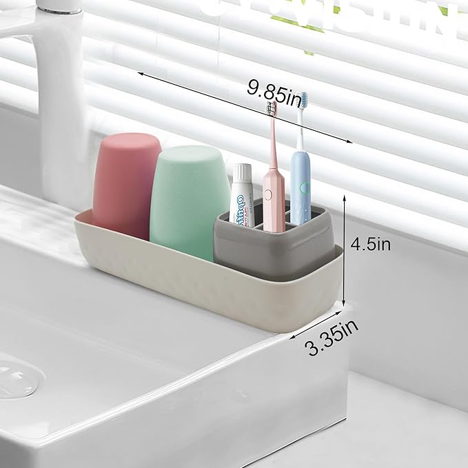 Toothbrush Holder - Bathroom Accessories Set for Kids Toothbrush Holder, Kids Bathroom Decor, Kids Bathroom Set for Countertop, Green & Red