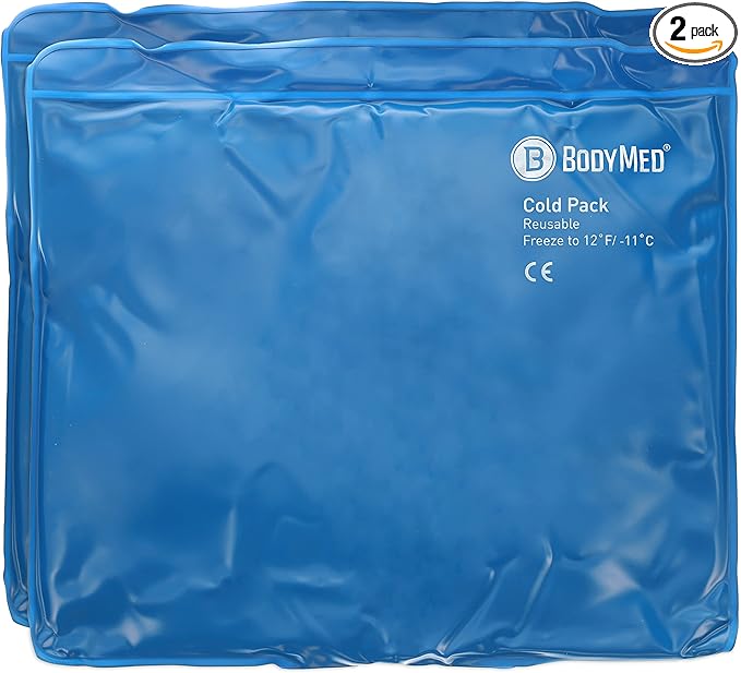 BodyMed Reusable Vinyl Ice Pack (2-Pack) for Knee, Arm, Elbow, Shoulder, Back - Professional Grade Cold Therapy for Injuries, Aches, Swelling, Bruises, Sprains - 14 in. x 12 in. (Standard)-StrideForce Fitness