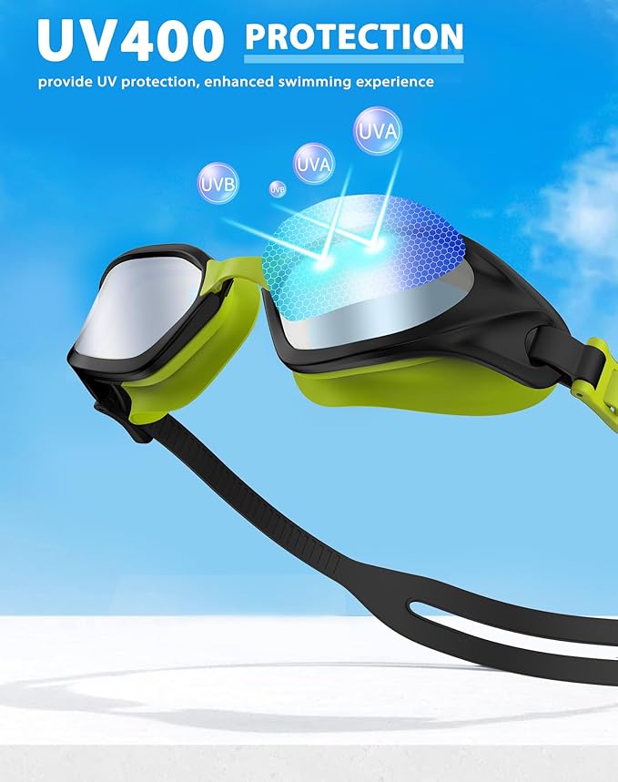 Swim Goggles, Unisex Adult Swimming Goggles Anti Fog Anti UV No Leakage Wide View for Men Women Youth-StrideForce Fitness