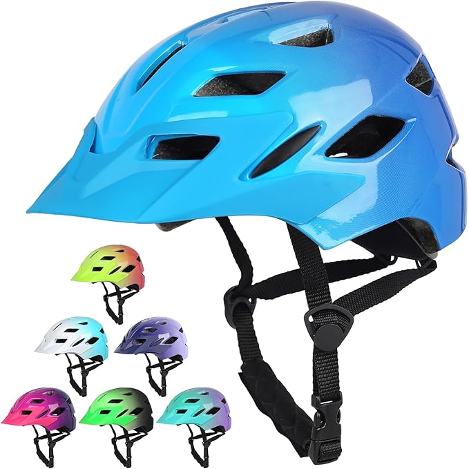 Kids Bike Helmet,Bavilk Kids Boys Girls Bike Helmets with LED Light Detachable Visor Children Youth Teen Multi-Sport for Skating Cycling Scooter Skateboard Adjustable & Lightweight 19.7"-22.4"-StrideForce Fitness
