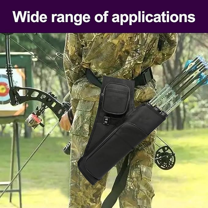 3-Tubes Hip Quiver Waist Hanged Archery Arrow Carry Bag with Pockets Adjustable Belt for Hunting, Target Practice, and Outdoor Shooting, Fits Both Youth and Adults-StrideForce Fitness