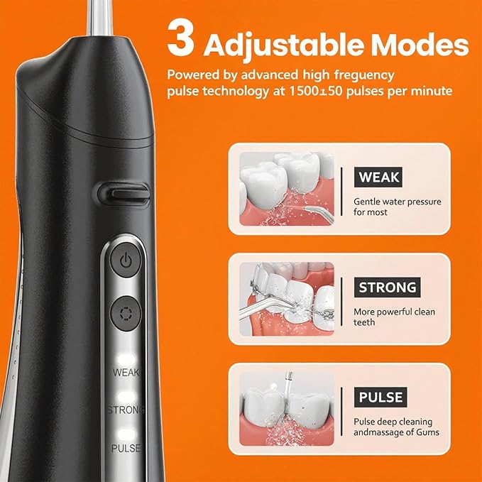 Water Flosser, Portable Water Flossers for Teeth Deep Cleaning with 3 Modes,Cordless Water Dental Flossers IPX7 Waterproof Electric Oral Irrigator Teeth Pick for Travel Home Use