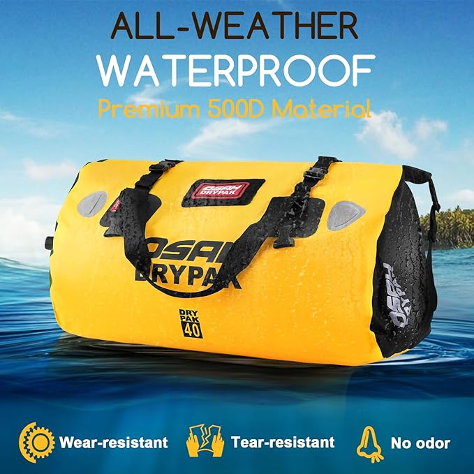 Waterproof Duffel Bag - Motorcycle Dry Bag Tail Bag with Large Storage Space, Waterproof Luggage Duffle Bags with Outer Mesh Zipper Pocket for Camping, Kayaking, Fishing & Traveling-StrideForce Fitness