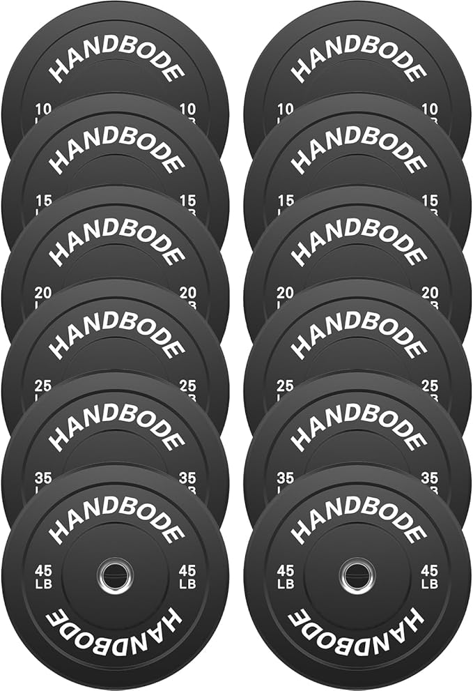 Colored Bumper Weight Plates Olympic Weight Plate Set 2-Inch, 10/15/20/25/35/45/55 lb Barbell Weight Plates Set for Home Gym, Rubber Strength Training Weights Plates for Weight Lifting-StrideForce Fitness