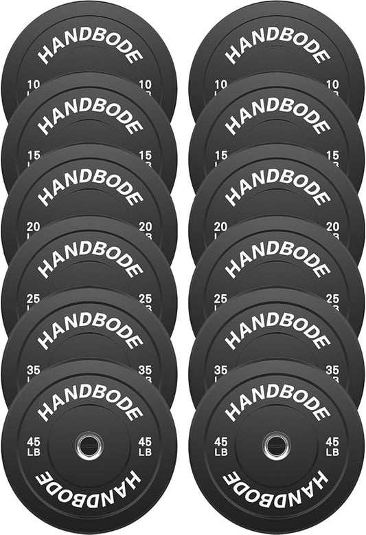 Colored Bumper Weight Plates Olympic Weight Plate Set 2-Inch, 10/15/20/25/35/45/55 lb Barbell Weight Plates Set for Home Gym, Rubber Strength Training Weights Plates for Weight Lifting-StrideForce Fitness