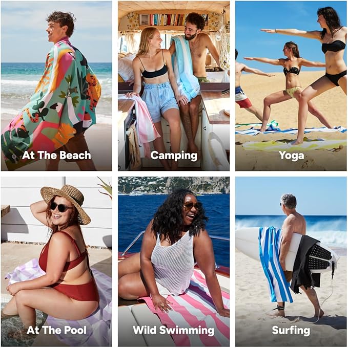Dock & Bay Beach Towel - Quick Dry, Sand Free - Compact, Lightweight - 100% Recycled - Includes Bag - Wild Things - Extra Large (200x90cm, 78x35)-StrideForce Fitness