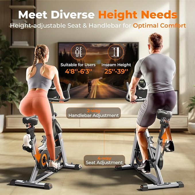 YOSUDA Exercise Bike, Brake Pad Stationary Bike for Home with Exclusive App, Magnetic Indoor Cycling Bike with 300 lb Weight Capacity, Low Noise, Tablet Holder and Fitness Courses for Weight Loss-StrideForce Fitness