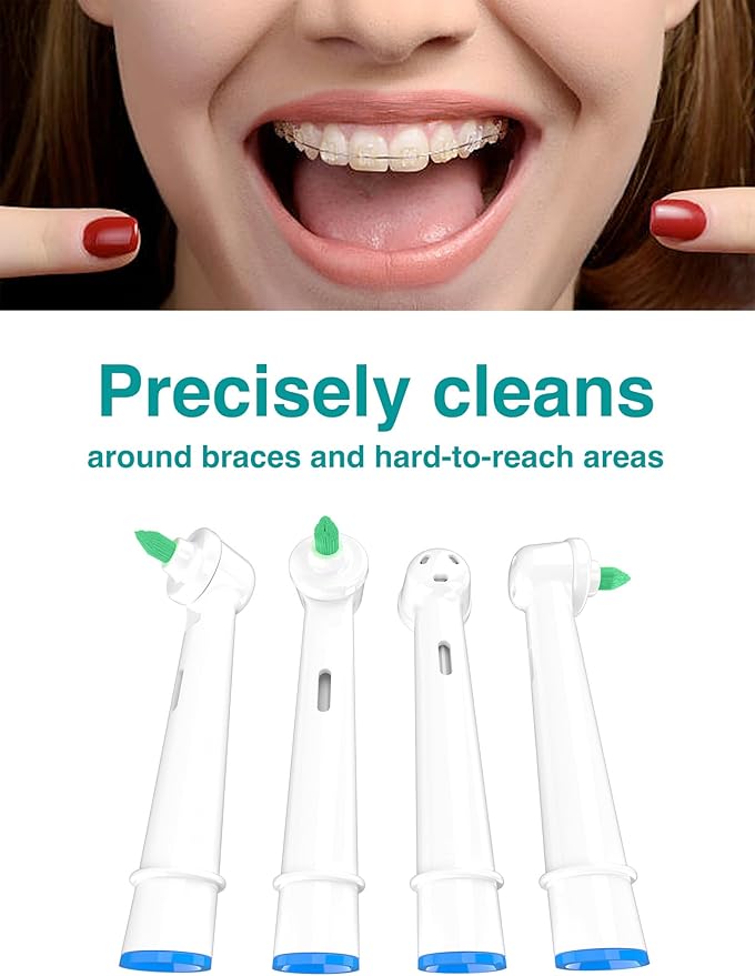 Interdental Replacement Toothbrush Heads for Oralb Electric Toothbrush Ortho and Power Tip Bristle Replacement Head - 2-Pack | Braces Brush Heads with Dupont Bristles | Interproximal Clean