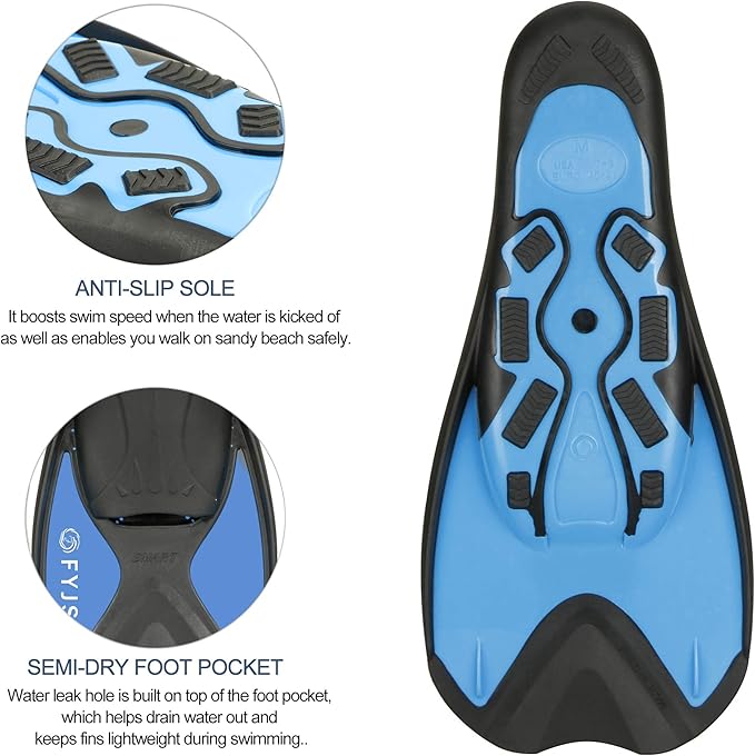 FYJS Short Swim Fins with Comfortable Full Foot Pocket Travel-Size for Snorkeling and Scuba Diving-StrideForce Fitness