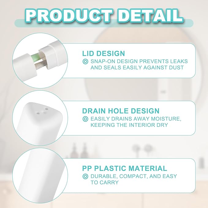 uxcell 4Pcs Travel Toothbrush Case, 8.27 x 1.38 Portable Travel Toothbrush Holder, Plastic Toothpaste Container for Bathroom, Gym, Business Trip, Camping, Beige