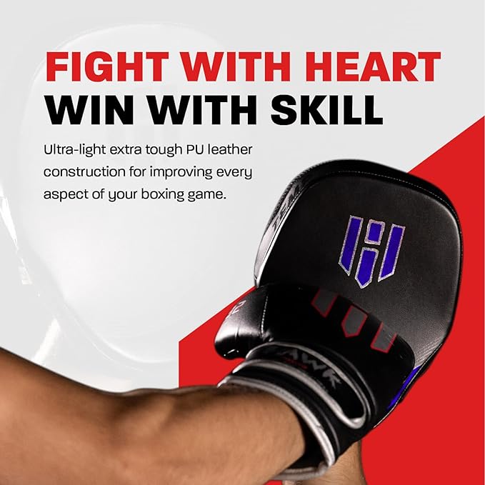 Hawk Sports Punching Mitts for Men, Women, & Kids, Leather Focus Mitts for Martial Arts & Boxing Training, Curved Punch Mitts for Karate, Kickboxing, Krav MAGA, Muay Thai & Taekwondo-StrideForce Fitness