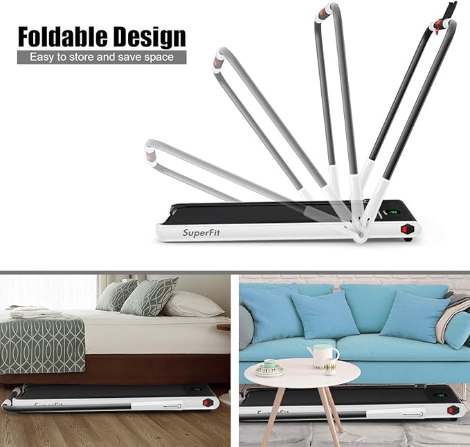 GYMAX Walking Pad, 2 in 1 Free Installation Under Desk Treadmill with Smart App, Remote Control & LED Display, 2.25HP Foldable Portable Compact Running Machine for Small Spaces Home Office-StrideForce Fitness