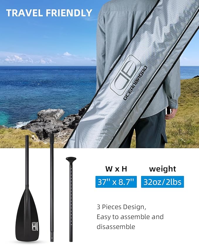 OCEANBROAD SUP Paddle - Adjustable Stand-Up Paddle for Paddleboard Kayak, Adjustable Aluminum Alloy Shaft with Reinforced Nylon Blades-StrideForce Fitness