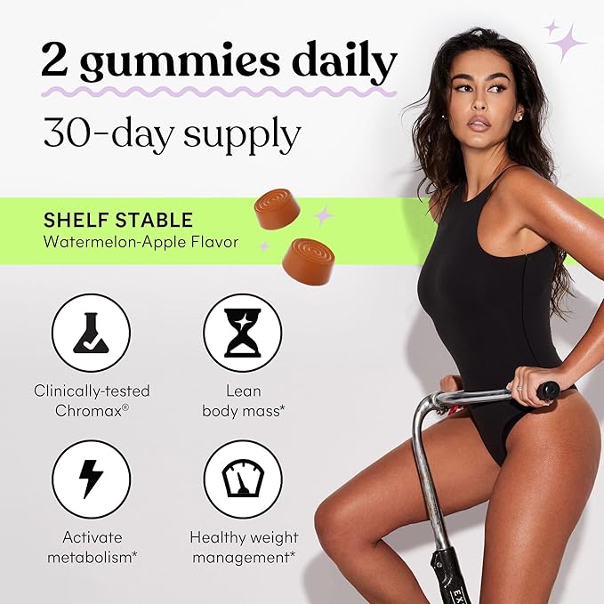 Lemme Tone Metabolism Gummies, Apple Cider Vinegar, Clinically Studied Chromium, B12, Ginger, Promote Lean Body Mass, Watermelon Apple Flavor (30 Day Supply)-StrideForce Fitness