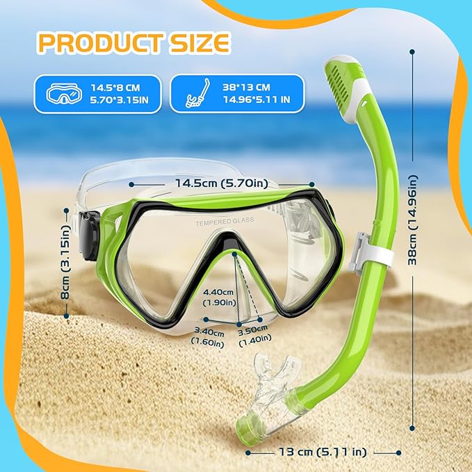 Snorkeling Gear, Dry Snorkel Set180° Panoramic Wide View,Anti-Fog Scuba Diving Mask, Professional Snorkeling Gear for Free Breathing, Swimming, Diving-StrideForce Fitness