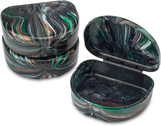 Practicon Marble Retainer Cases, Orthodontic Aligner Case, Mouth Guard Holder (3 Pack) (Camo)