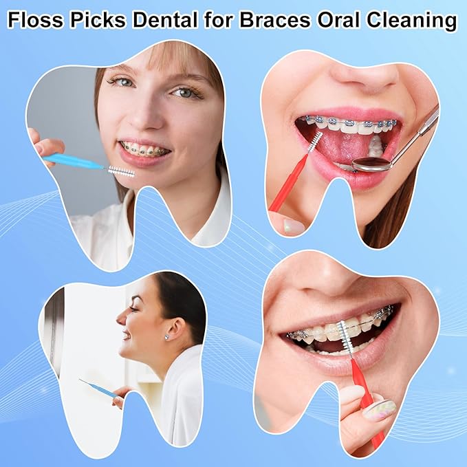 255 Pieces Braces Flossers for Braces, Interdental Brush Soft Dental Floss Picks Braces Cleaning Kit Toothpick Dental Brush Braces Teeth Flossers Brushes for Tooth Cleaner(5 Sizes)
