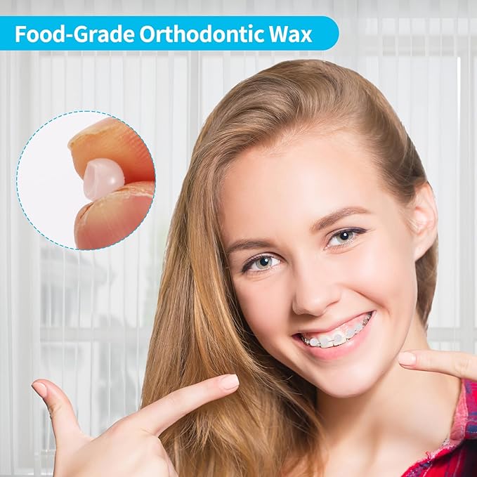 Orthodontic Wax 120 Pack, Easy to Mold Braces Wax, Dental Wax Long-Lasting Hold, Portable and Easy to Tear,Food Grade Relief Wax for Home Travel Office (Mint+Strawberry)