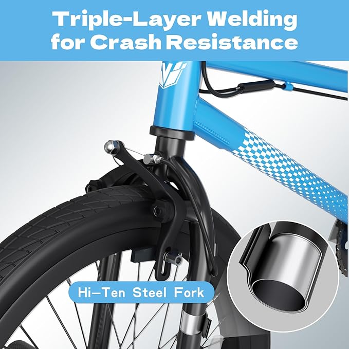 67i Boys BMX Bike 18/20 Inch Ages 8-12 Kids Bicycle with Front Rear U Brake Adjustable Seat Iron Fork 2.09" Wide Tires-StrideForce Fitness