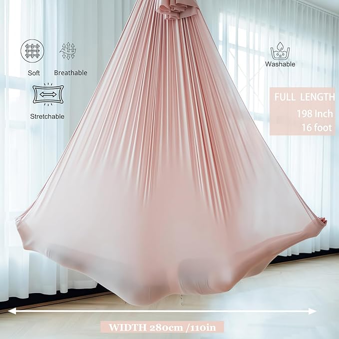 F.Life Aerial Silk Yoga Hammock & Swing for yoga Inversion,Strength training,starter hardware kit-StrideForce Fitness