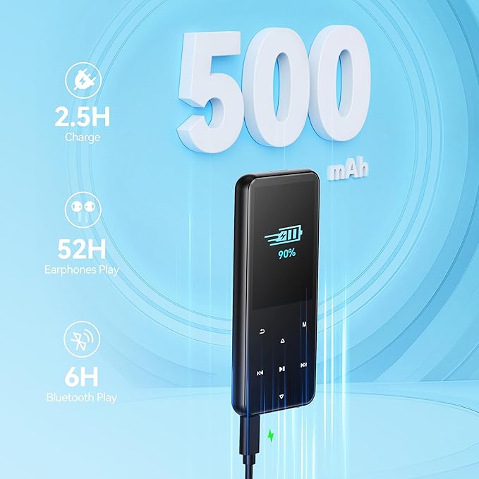 AGPTEK 64GB MP3 Player with Bluetooth, M3 2.4 inch Music Player with Speaker and FM Radio, Touch Buttons, Supports Up to 128GB(Black)-StrideForce Fitness