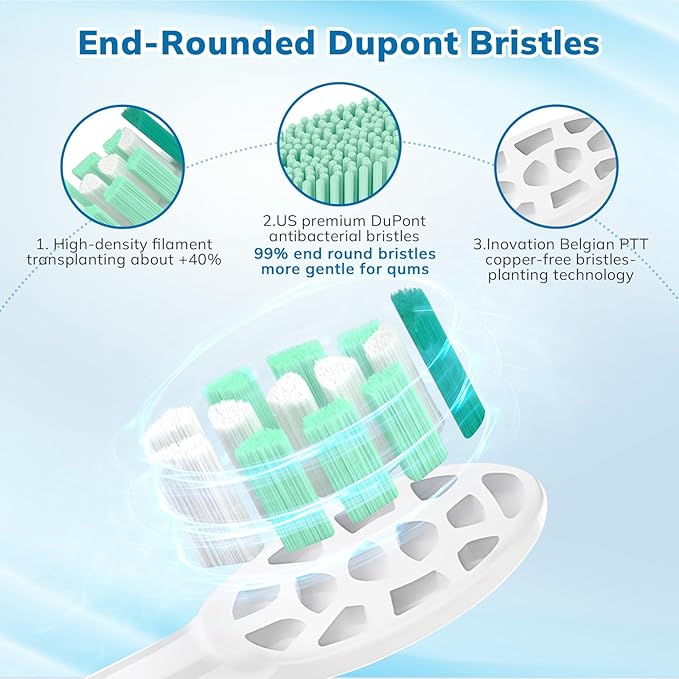 Replacement Toothbrush Heads Compatible with Philips Sonicare：16 Pack Soft Replacement Electric Brush Head for 4100 5100 6100 HX9023/65 W Optimal Control Snap-on System（B&W）
