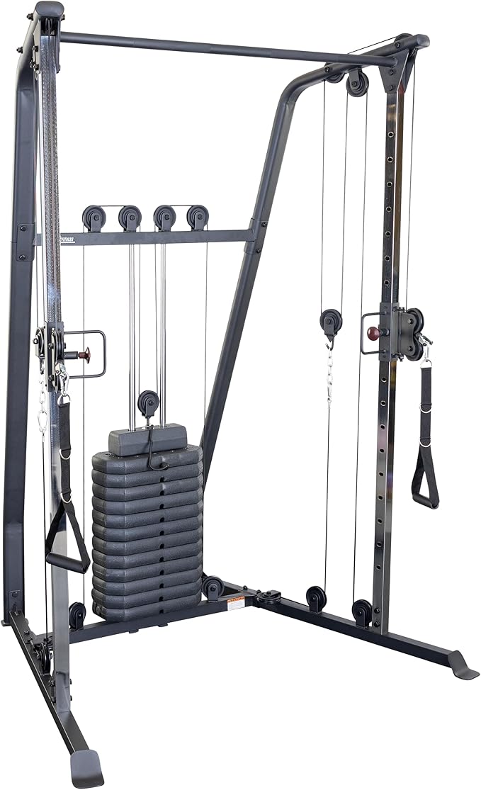 Body-Solid Best Fitness Functional Trainer Cable Machine, Full Body Workout Weight Stacks, Chest and Shoulder Exercise Home Gym LAT Pulldown Machines with 190lb Weights Stack, Midnight Black-StrideForce Fitness
