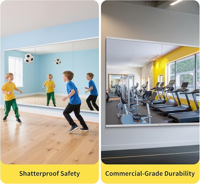 Home Gym Mirror - 55x30 Inch, 1PCS Frameless Tempered Glass Full Body Mirror for Wall Mount - Ideal for Yoga, Workout, Bedroom, Dance Studio (Silver)-StrideForce Fitness