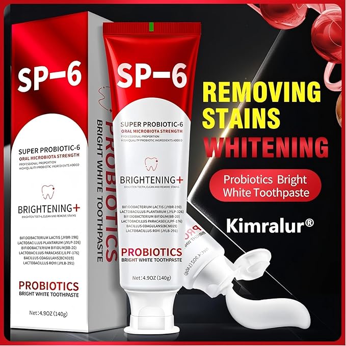 Sp-6 Probiotics Whitening Toothpaste, Sp-6 Ultra Whitening Toothpaste, Enhanced Formula with Enamel-Safe, Fluoride-Free, Fresh Breath Mint Flavor for Oral Health (3)