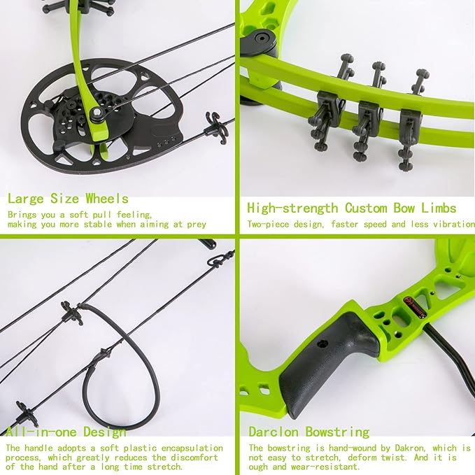 Youth Compound Bow Set 15-45 Lbs for Teens and Beginner, Package with Archery Hunting Equipment, Max Speed 260fps, Adjustable, Right Hand-StrideForce Fitness