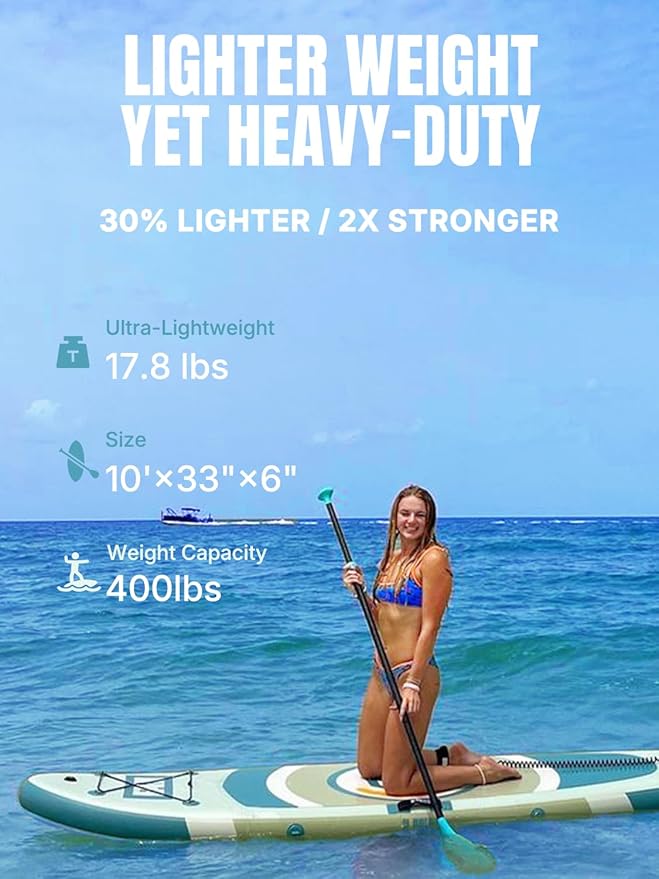 Niphean（Ultra-Light）Inflatable Paddle Board with (Beginner Friendly) StabilTrac Fin and Durable SUP Accessories, 10' Stand Up Paddle Boards for Adults & Youth, Versatile Yoga Paddle Board, Gift Ideas-StrideForce Fitness