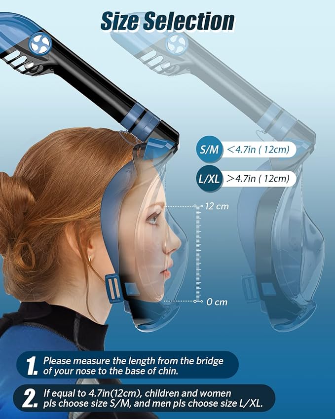 QingSong Full Face Snorkel Mask for Adults, Snorkeling Gear with Camera Mount, 180 Degree Panoramic View Snorkel Set Anti-Fog Anti-Leak-StrideForce Fitness