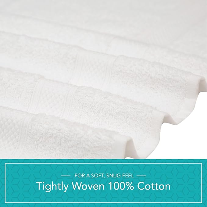 Pleasant Home Bath Towels Set of 6 (24” x 50”) 100% Cotton, 515 GSM | Lightweight, Soft & Absorbent Luxury Towels for Bathroom | for Gym, Pool & Spa | 6 Pack, White-StrideForce Fitness